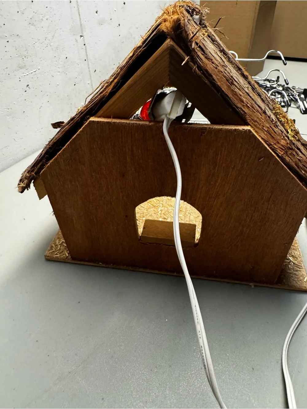 Rustic‎ Wooden Nativity with Bark Roof - Brown